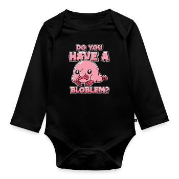 Blobfish Fish Funny Blob Blobby Blobfish - Organic Longsleeve Baby Bodysuit - black - Front