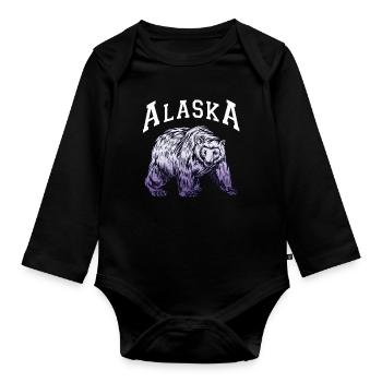 Alaska Geschenk USA Natur Bär Denali Grizzly Wald - Baby Bio-Langarm-Body - Schwarz - Vorne