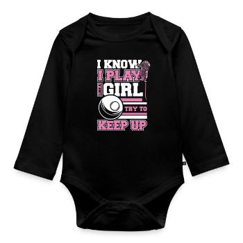 Lacrosse Sports Lacrosse Players - Organic Longsleeve Baby Bodysuit - black - Front