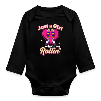 Inline Skate Gift Rollskates Roller 70s - Organic Longsleeve Baby Bodysuit - black - Front