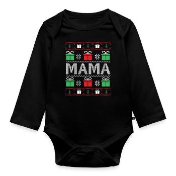 Maman de Noël - Body Bébé bio manches longues - noir - Devant