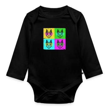 Boston Terrier Dog Dogs Dog Lovers Cadeau - Body Bébé bio manches longues - noir - Devant