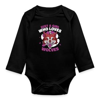 Wolf Wölfe Tier Jaulen - Baby Bio-Langarm-Body - Schwarz - Vorne