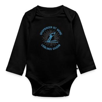 Skispringen Ist Meine Lieblings Saison Lustig - Baby Bio-Langarm-Body - Schwarz - Vorne