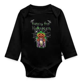 Drôle Halloween Pumpkin Gentleman T-shirt / Design - Body Bébé bio manches longues - noir - Devant
