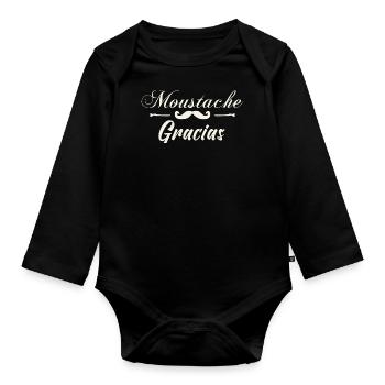 Moustache Gracias - Meilleur idée pour un cadeau. - Body Bébé bio manches longues - noir - Devant