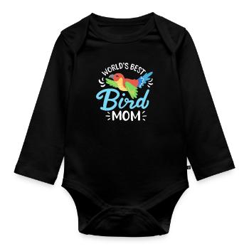 La meilleure maman perroquet oiseau du monde - Body Bébé bio manches longues - noir - Devant