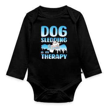 Sledding Dog sledding Sled dog - Organic Longsleeve Baby Bodysuit - black - Front