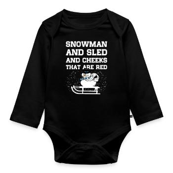 Schneemann Schnee Weihnachten Geschenkidee - Baby Bio-Langarm-Body - Schwarz - Vorne