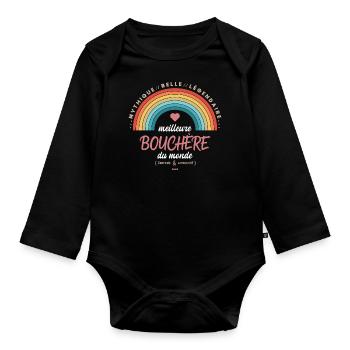 Meilleure bouchère du monde - Body Bébé bio manches longues - noir - Devant