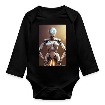 Roboter Zukunft Wissenschaft Sci-Fi Maschine - Baby Bio-Langarm-Body - Schwarz - Vorne