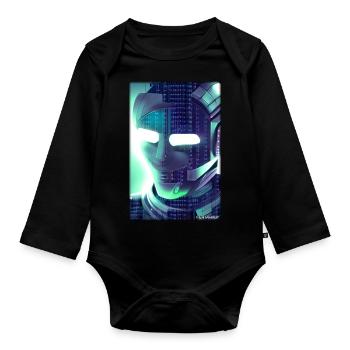 Robot Future Science Sci-Fi Machine - Organic Longsleeve Baby Bodysuit - black - Front