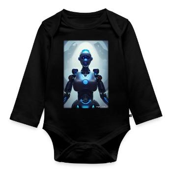 Roboter Zukunft Wissenschaft Sci-Fi Maschine - Baby Bio-Langarm-Body - Schwarz - Vorne