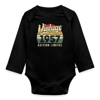 Cadeau D’anniversaire Vintage 1957 Édition Limitée - Body Bébé bio manches longues - noir - Devant