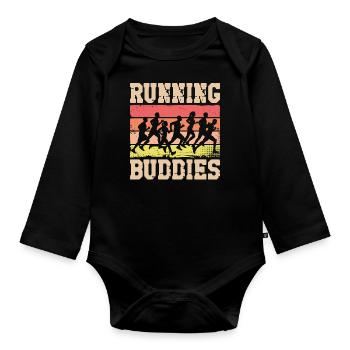 Running Runner Semi-Marathon - Body Bébé bio manches longues - noir - Devant