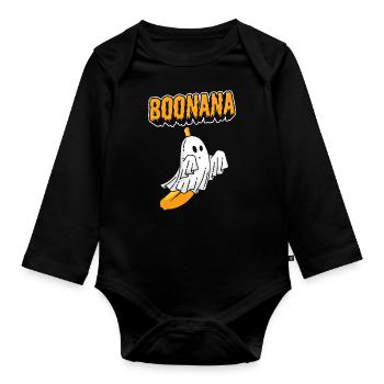 Halloween Boonana Gespenst Halloween Kostüm - Baby Bio-Langarm-Body - Schwarz - Vorne