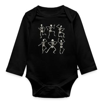 Halloween Skelett Skull Halloween Kostüm - Baby Bio-Langarm-Body - Schwarz - Vorne