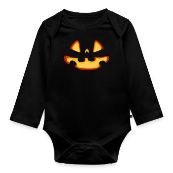 Citrouille d’Halloween | Costume d’Halloween - Body Bébé bio manches longues - noir - Devant
