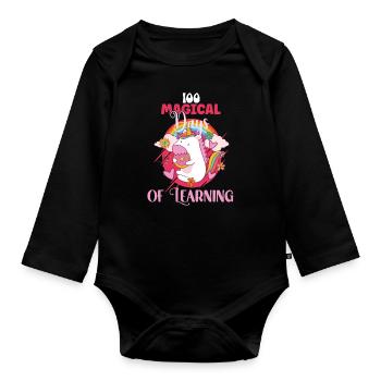 100 Magic Days 100th Day of School Unicorn - Organic Longsleeve Baby Bodysuit - black - Front