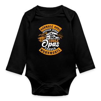 Camping Kastenwagen Coole Opas fahren - Baby Bio-Langarm-Body - Schwarz - Vorne