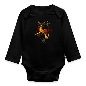 Chinese Zodiac Animals Astrology Geometric Monkey - Organic Longsleeve Baby Bodysuit - black - Front