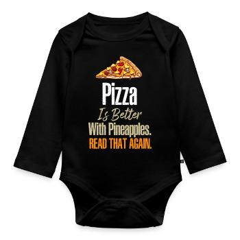 Pizza Ananas Lisez encore ça drôle Pi hawaïen - Body Bébé bio manches longues - noir - Devant