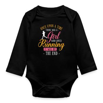 Coureuse de course à pied Half Marathon Fille - Body Bébé bio manches longues - noir - Devant