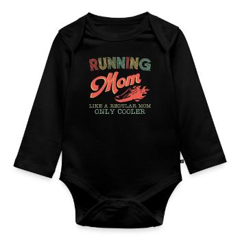 Coureur de course à pied Demi-marathon Maman - Body Bébé bio manches longues - noir - Devant