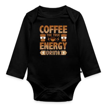 Kaffee Sarkasmus Freunde Glück Freude Cappuccino - Baby Bio-Langarm-Body - Schwarz - Vorne