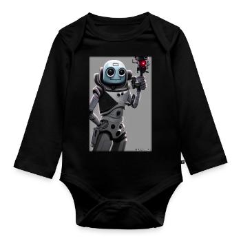 Robot Future Technology Science Android - Body Bébé bio manches longues - noir - Devant