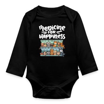 My Happy Medicine Every Day Pill - Organic Longsleeve Baby Bodysuit - black - Front