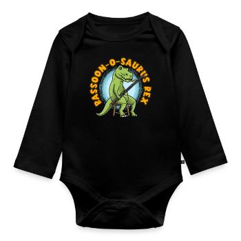 Basson-o-saurus Rex Basson dinosaure - Body Bébé bio manches longues - noir - Devant