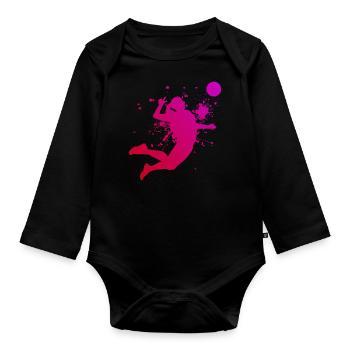 Herren Volleyballspieler Volleyball Volley - Baby Bio-Langarm-Body - Schwarz - Vorne