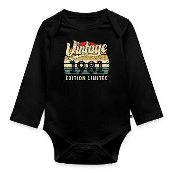 Vintage Geburtstagsgeschenk 1981 Limited Edition - Baby Bio-Langarm-Body - Schwarz - Vorne