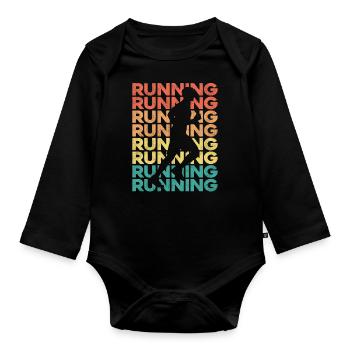 Running Runner Semi-Marathon - Body Bébé bio manches longues - noir - Devant