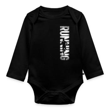 Running Runner Semi-Marathon - Body Bébé bio manches longues - noir - Devant