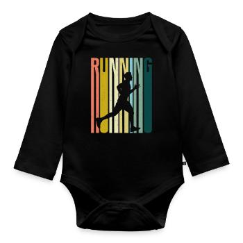 Running Runner Semi-Marathon - Body Bébé bio manches longues - noir - Devant