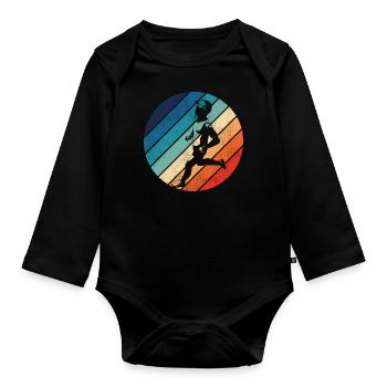 Coureur de course Semi-Marathon Rétro - Body Bébé bio manches longues - noir - Devant