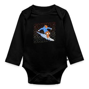 Ski Alpes Sport Piste de ski - Body Bébé bio manches longues - noir - Devant