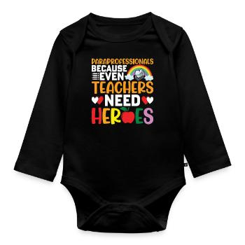 Paraprofessional - Organic Longsleeve Baby Bodysuit - black - Front