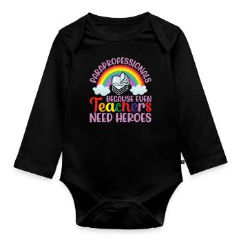 Paraprofessional - Organic Longsleeve Baby Bodysuit - black - Front