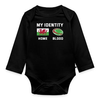 My Identity Wales Rugby - Baby Bio-Langarm-Body - Schwarz - Vorne