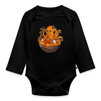 Octopus Sushi Fan Japon Amateurs de cuisine japonaise - Body Bébé bio manches longues - noir - Devant