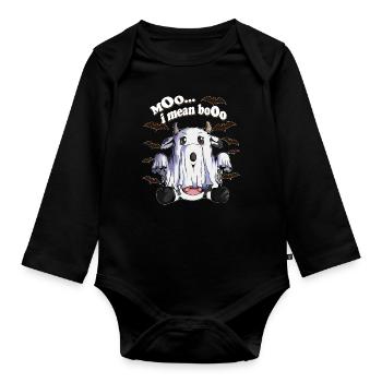 Drôles de fantômes Vache fantôme Vaches Halloween Enfants - Body Bébé bio manches longues - noir - Devant