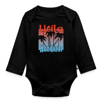 Utila Honduras - Baby Bio-Langarm-Body - Schwarz - Vorne
