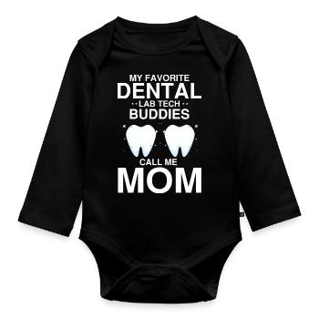 Technicien dentaire pour l’orthodontie et le laboratoire dentaire - Body Bébé bio manches longues - noir - Devant