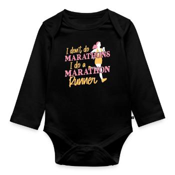 Running Runner Half Marathon - Baby Bio-Langarm-Body - Schwarz - Vorne