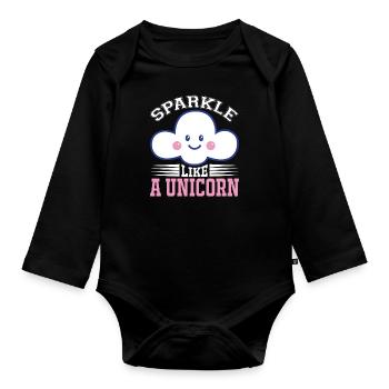 Glitter like a unicorn Unicorn - Organic Longsleeve Baby Bodysuit - black - Front