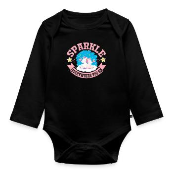 Einhorn UNICORN sparkle everywhe - Baby Bio-Langarm-Body - Schwarz - Vorne