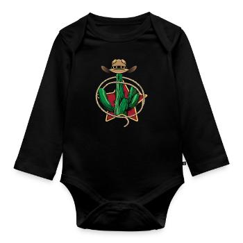 Western Cactus - Organic Longsleeve Baby Bodysuit - black - Front